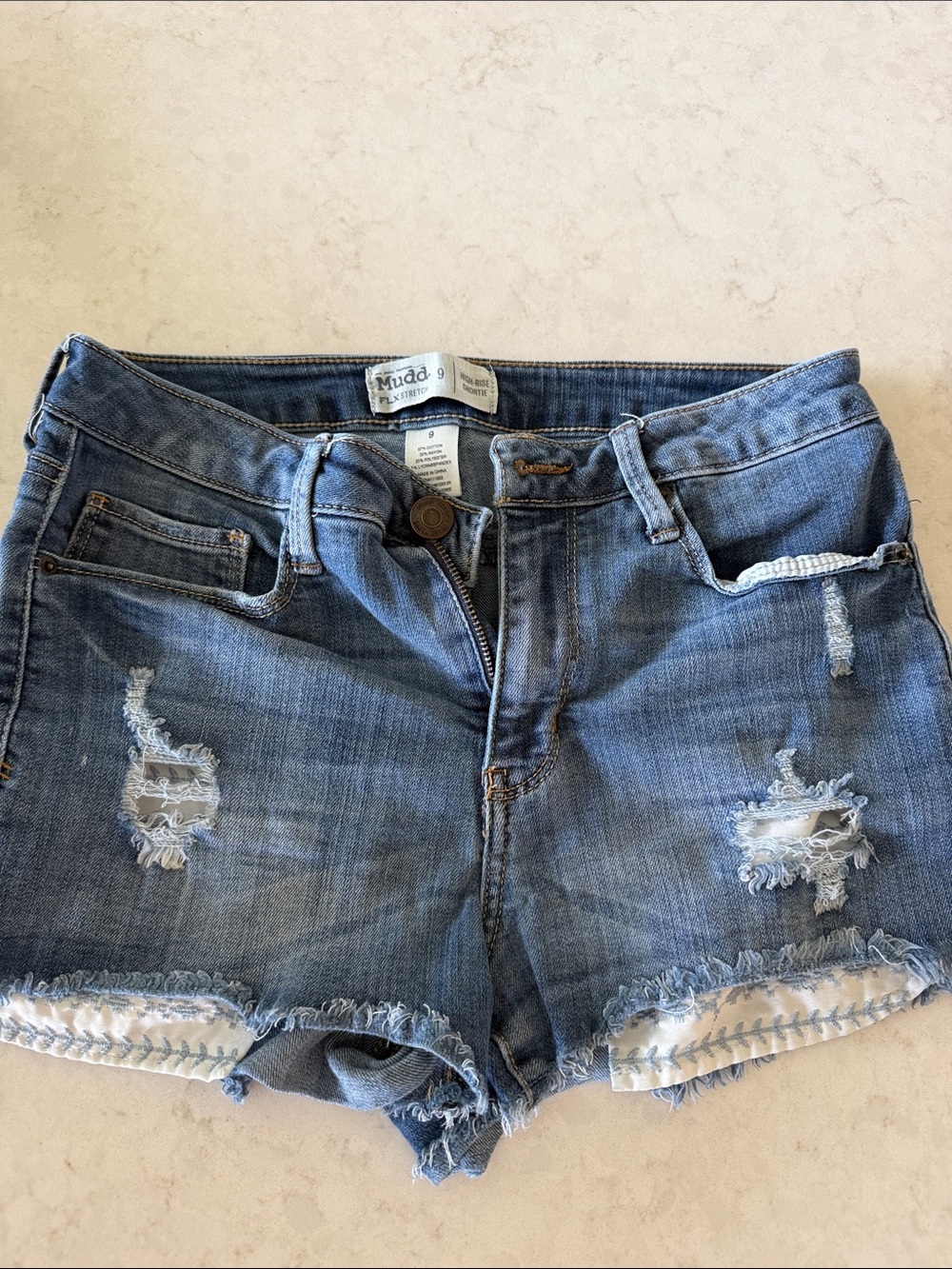 Mudd Light Blue Distressed Denim Shorts